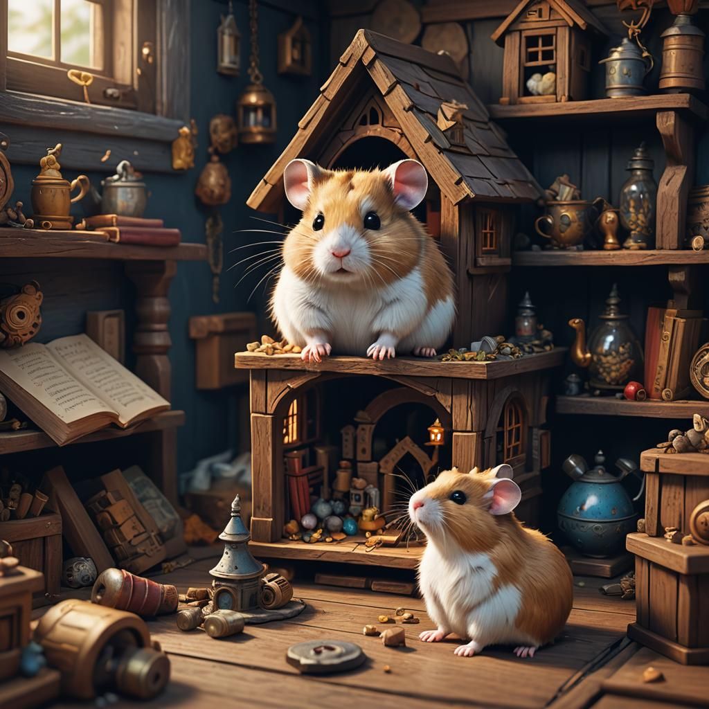 Hamster's Cozy Bedroom: Detailed Matte Painting