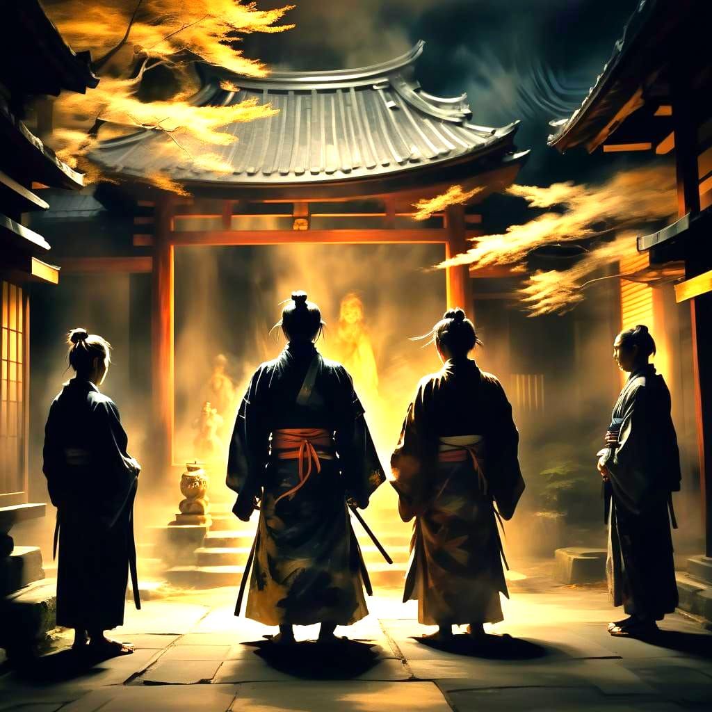 Ethereal Samurai Ghost Visits Family: Abstract Art