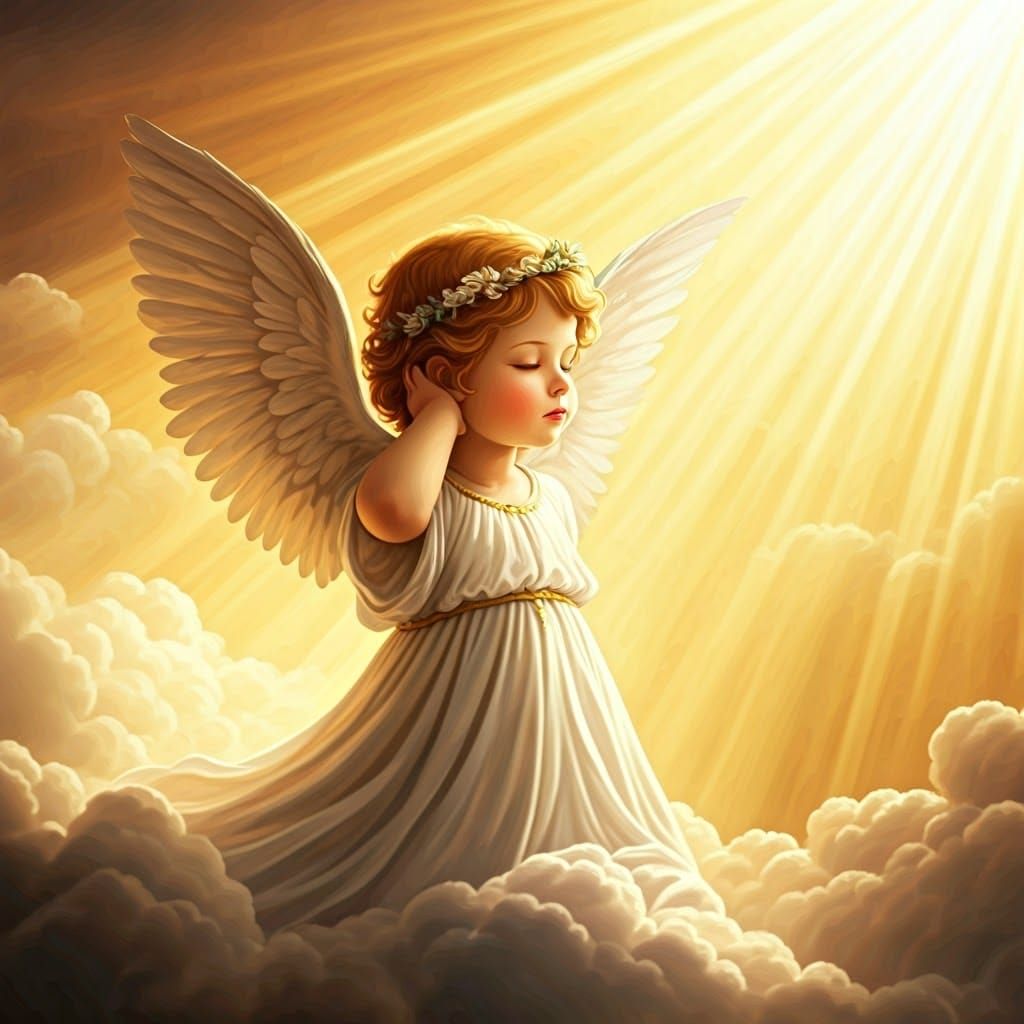 Angel Basks in Heavenly Sunshine Beams