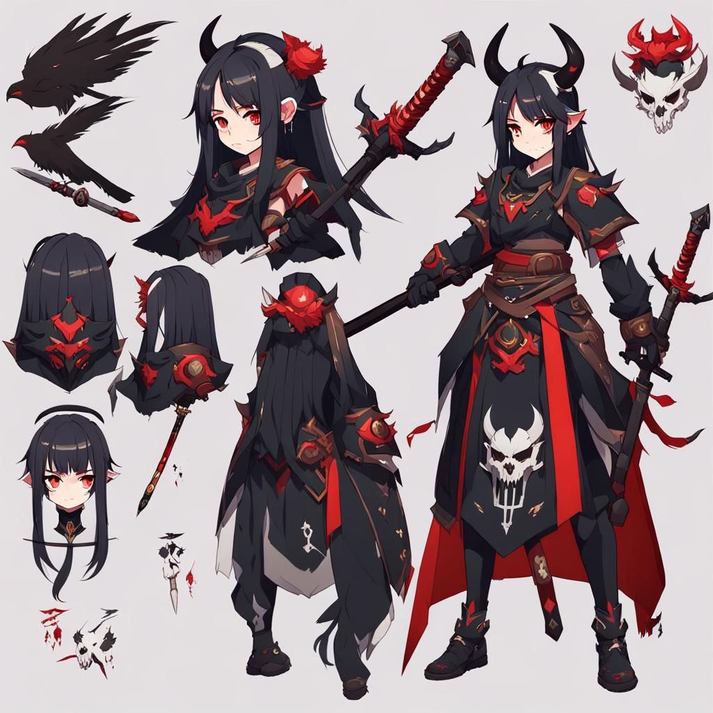 Oni Character Design Sheet in Anime Style