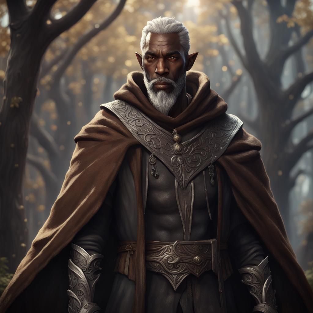 Black Elf Wizard in Detailed Matte Painting