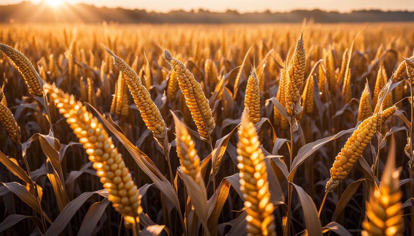 Golden Corn Field Bathed in Sunset Light