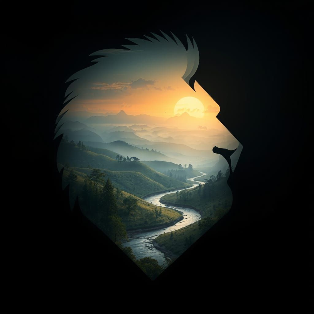 Lion Head Landscape in Simon Stalenhag Style