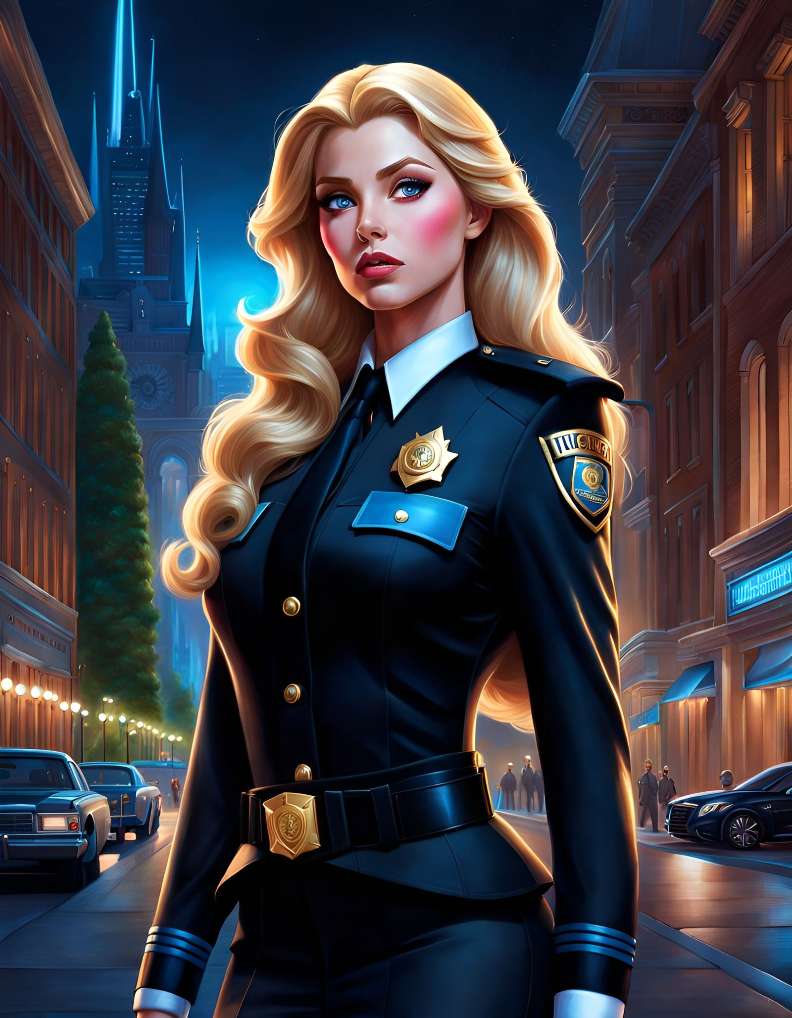 Princess Aurora as Night Security Guard in Hyperrealism