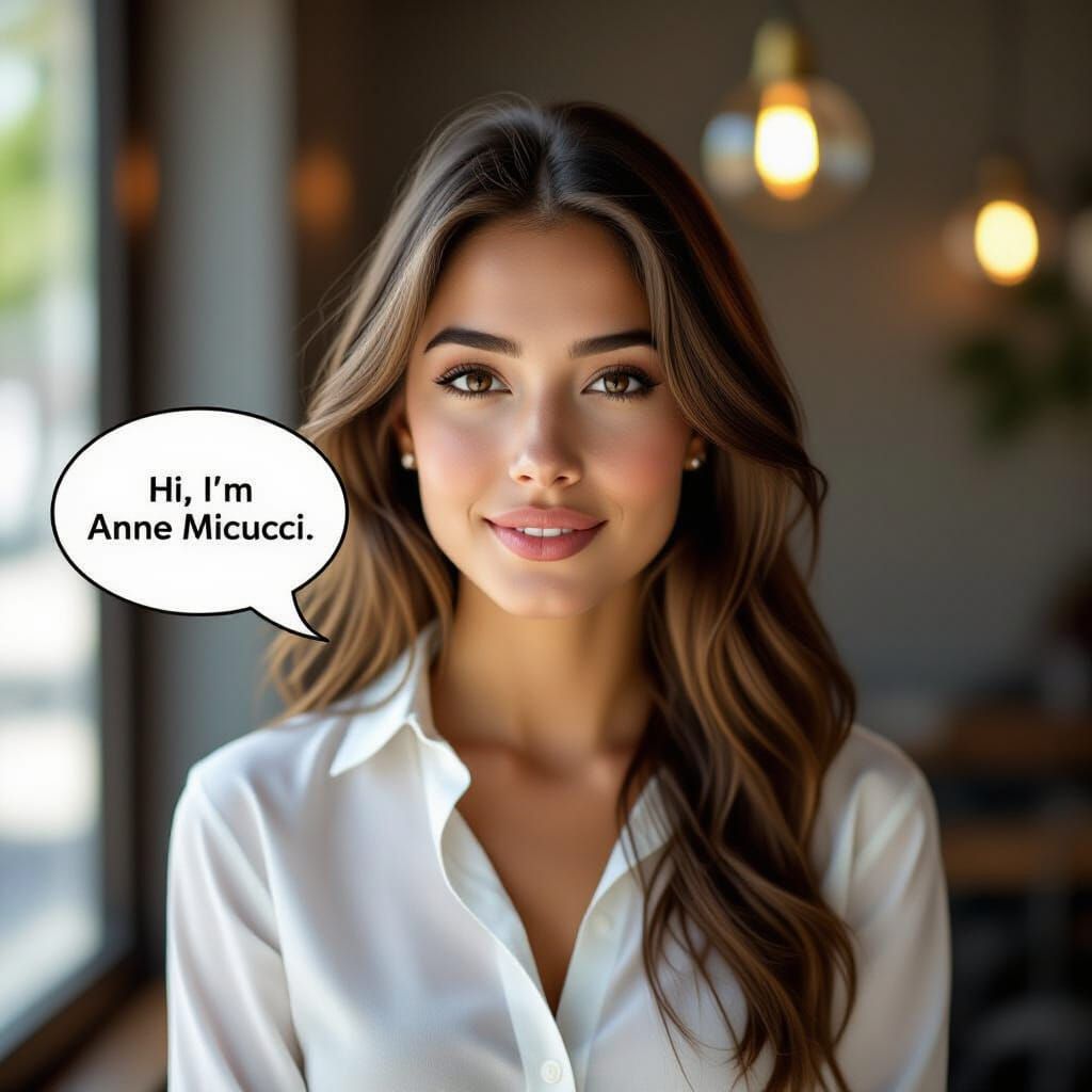 Woman in White Blouse Delivers Greeting