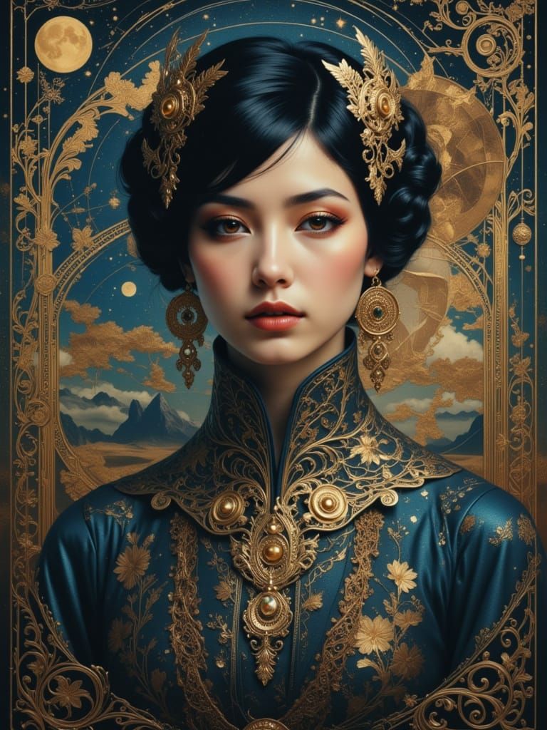 Cosmic Woman Portrait in Hyper-Realism Style