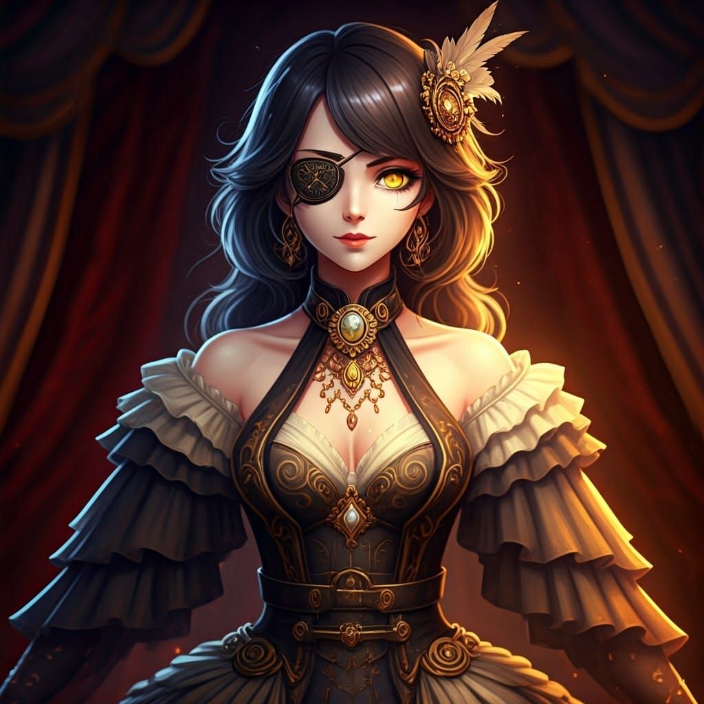 Steampunk Burlesque Ringmasteress in Electro Swing Attire