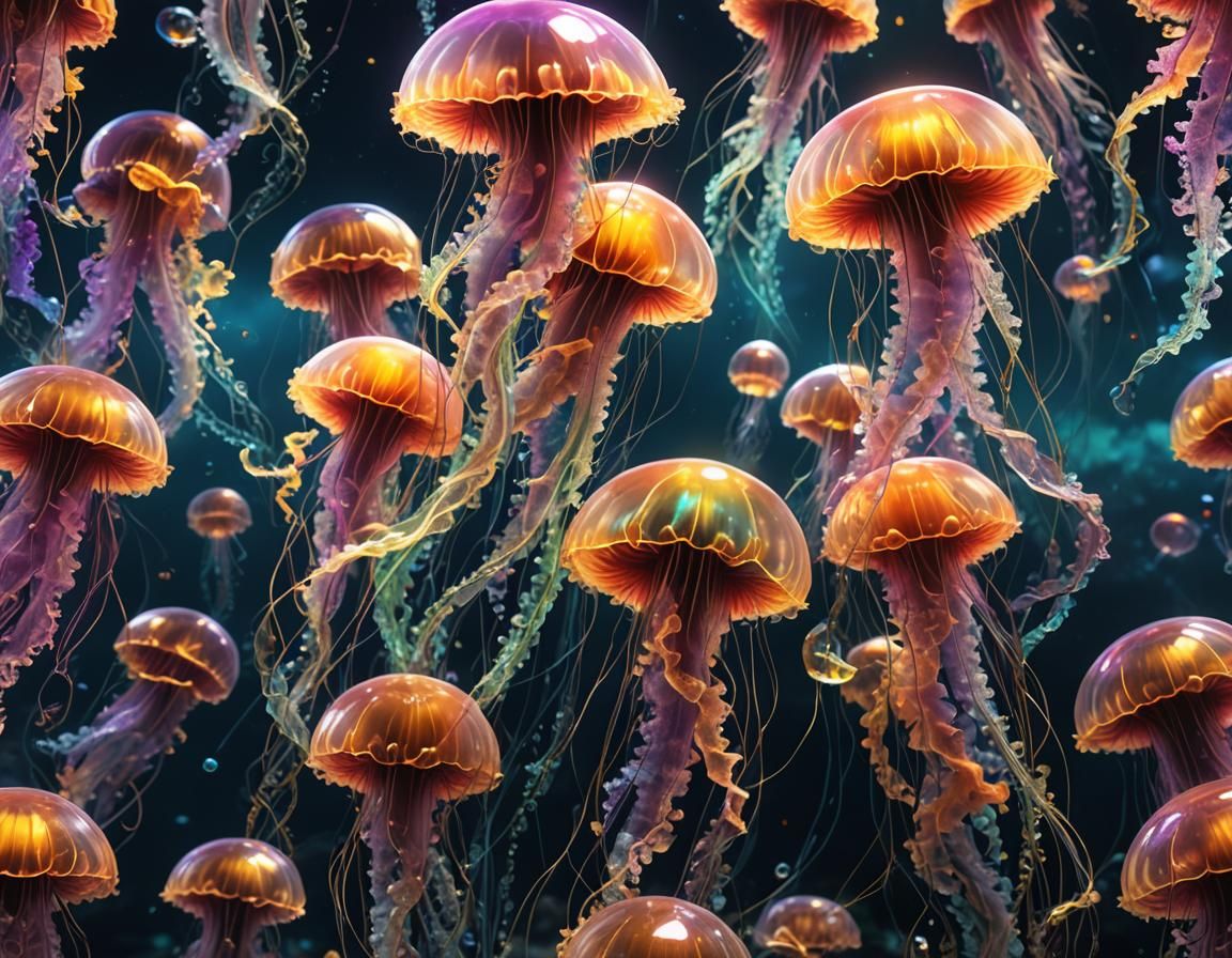 Magical Crystal Jellyfish in Ethereal Digital Art