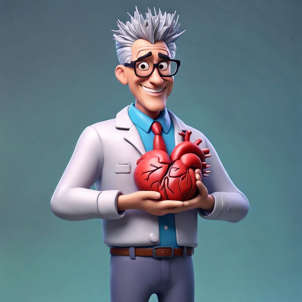 Funny Anatomy Teacher Explains Heart: Pixar-Style 3D Art