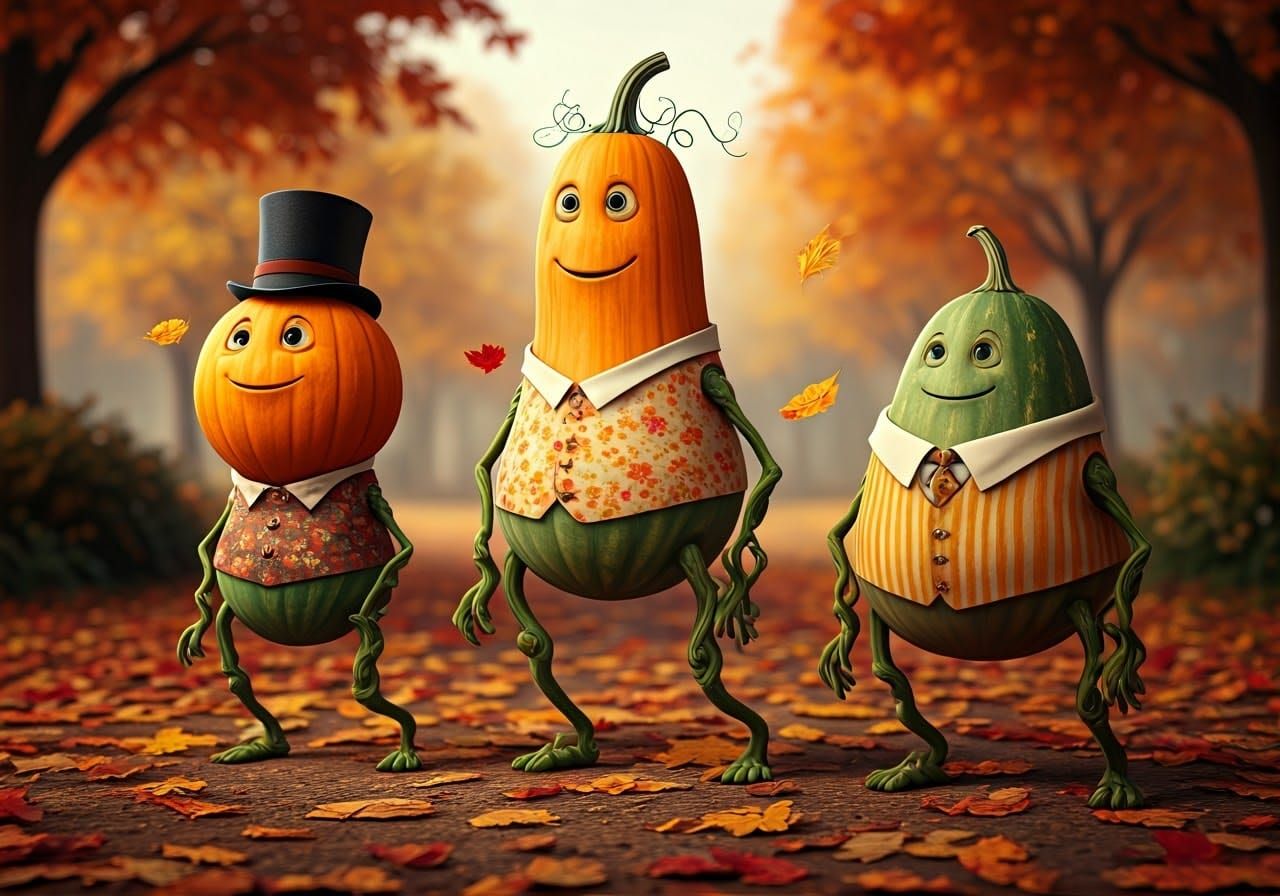 Gourds at Bustling Fall Festival in 3D Style