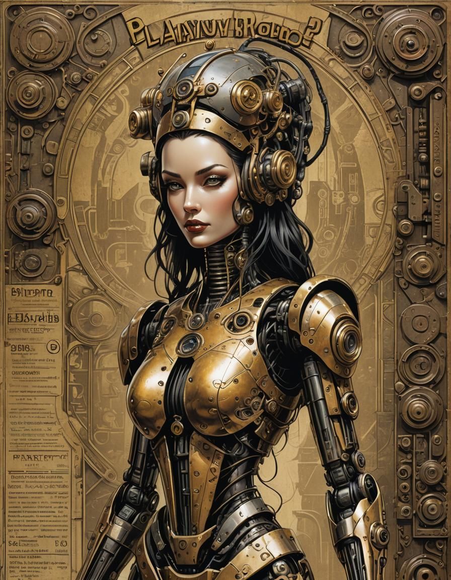Sci-Fi Tabloid Cover with Robot Pin-Up Art