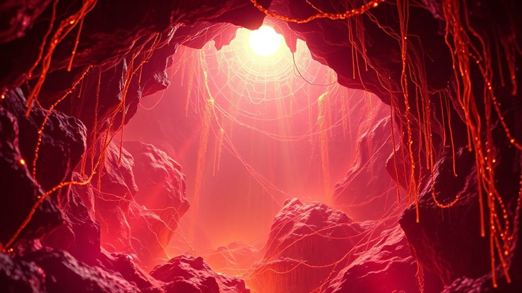 Neural Landscape in Radiant, Glittering, Futuristic Architec...