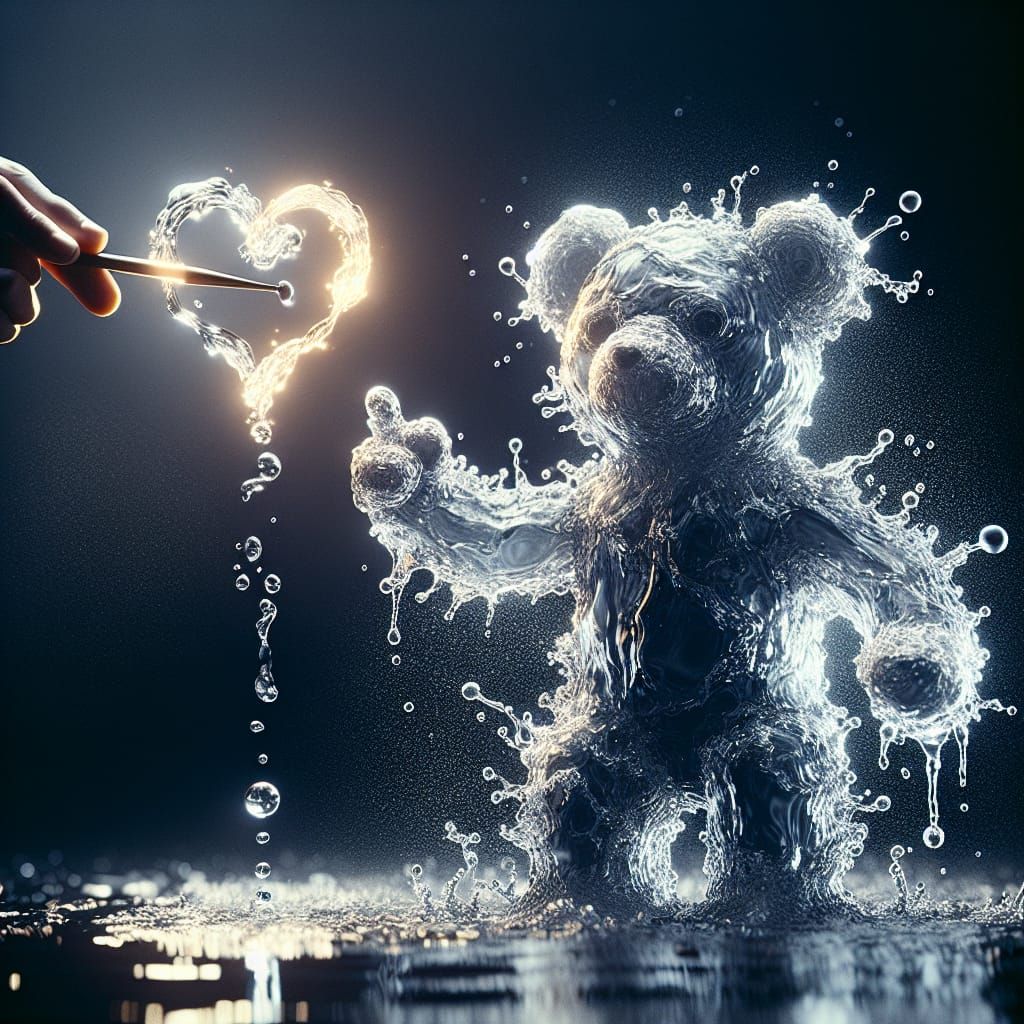 Water Sprite Creates Teddy Bear in Digital Painting