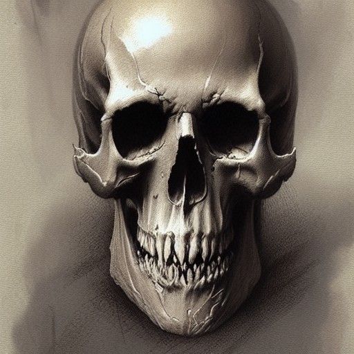 Horror Skull in the Style of Gustave Doré