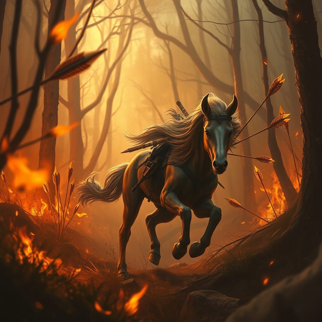 Centaur's Escape: Burning Forest Peril