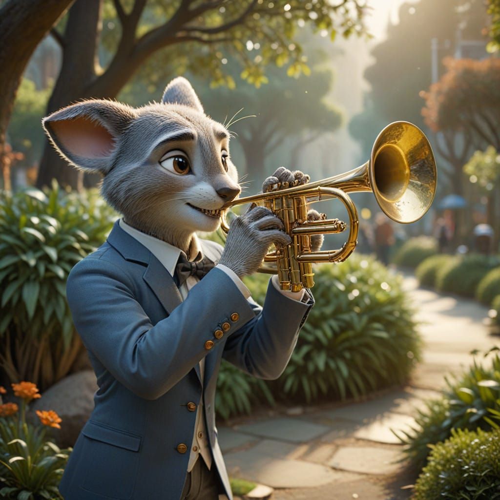 Ornate Trombone in Dreamlike Whimsy