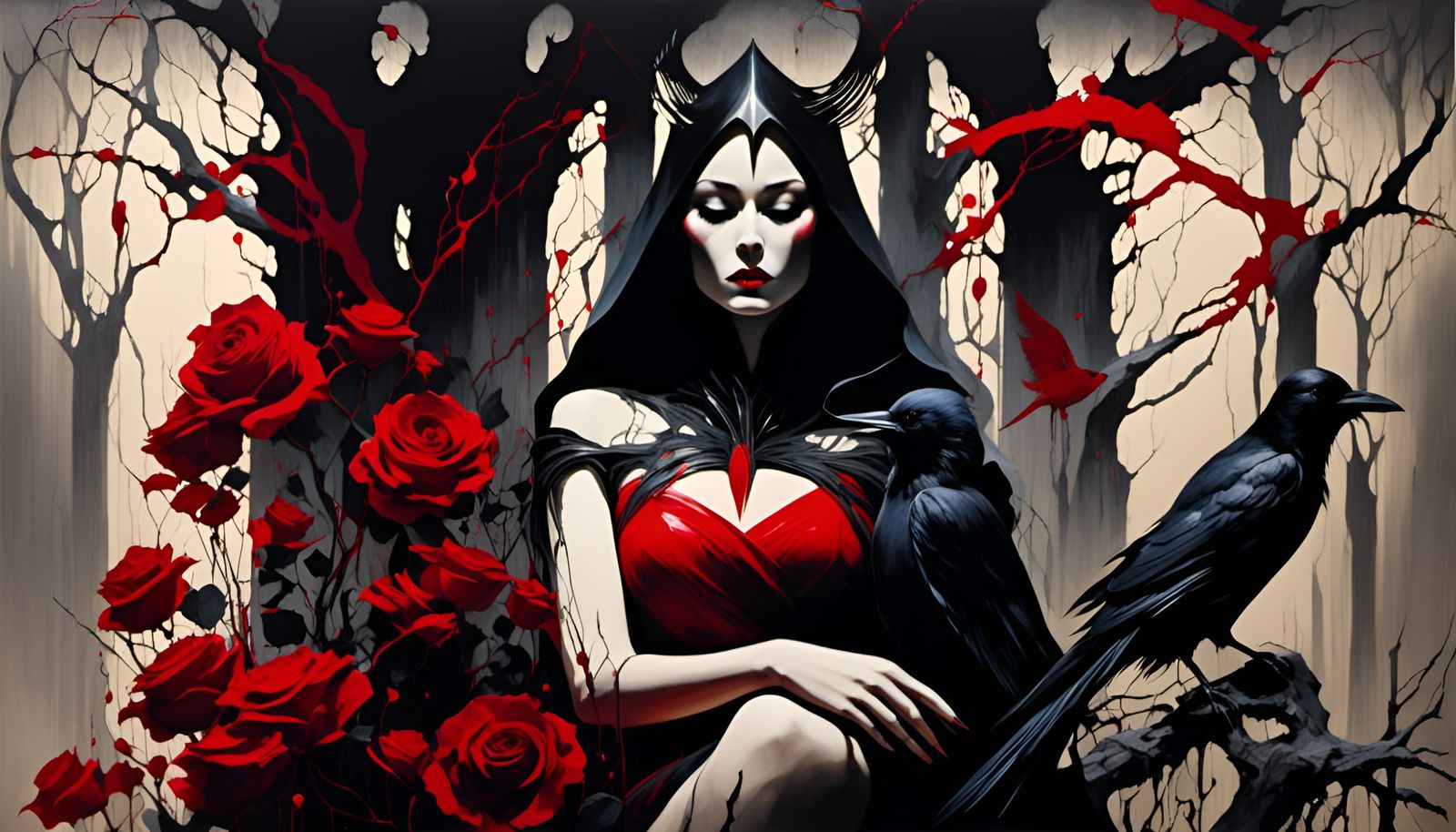 Witch Queen in Thorn Forest: Comic Book Style