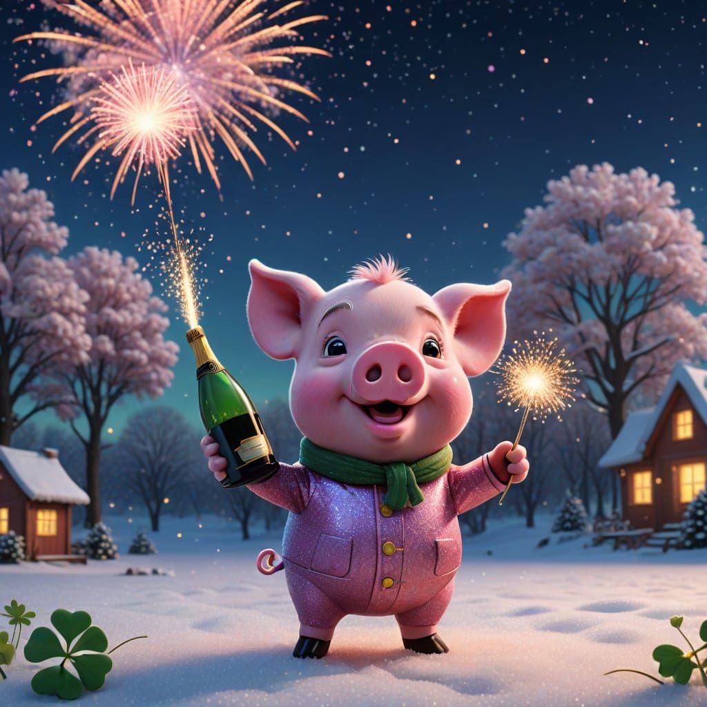 Ethereal Winter Wonderland with Sparkling Fireworks and Myth...