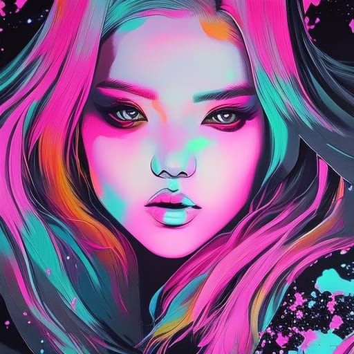 Cyberpunk Rosé from Blackpink: Neon Graffiti Art