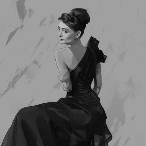 Audrey Hepburn in Black Dress: Digital Art