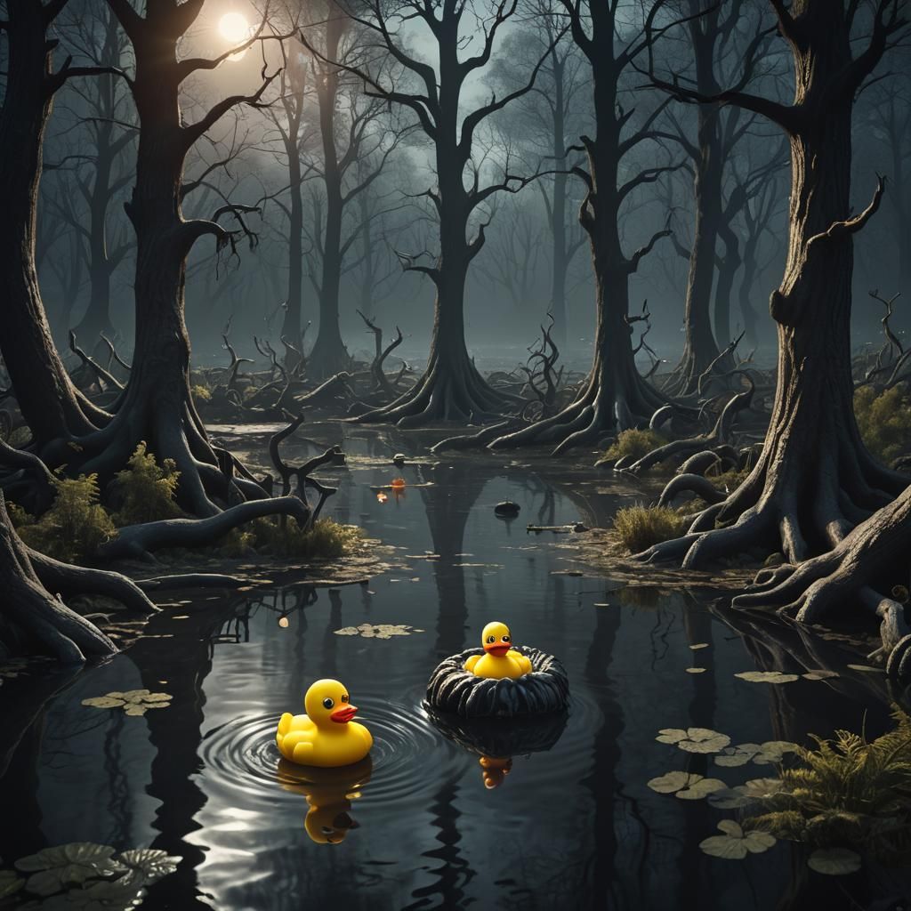 Creepy Rubber Duckie in Twisted Forest: Dark Fantasy