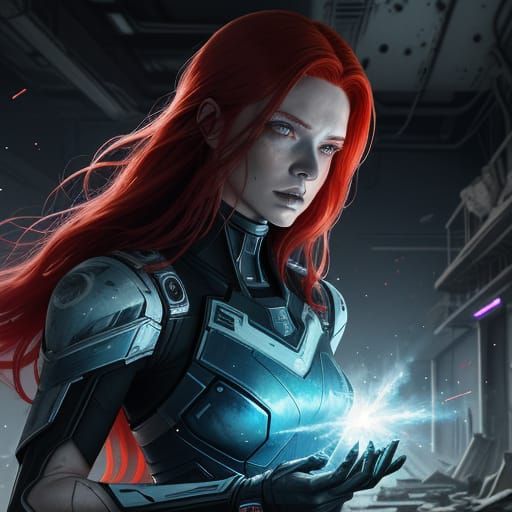 Red-Haired Woman Awakens in Ruined Sci-Fi Lab