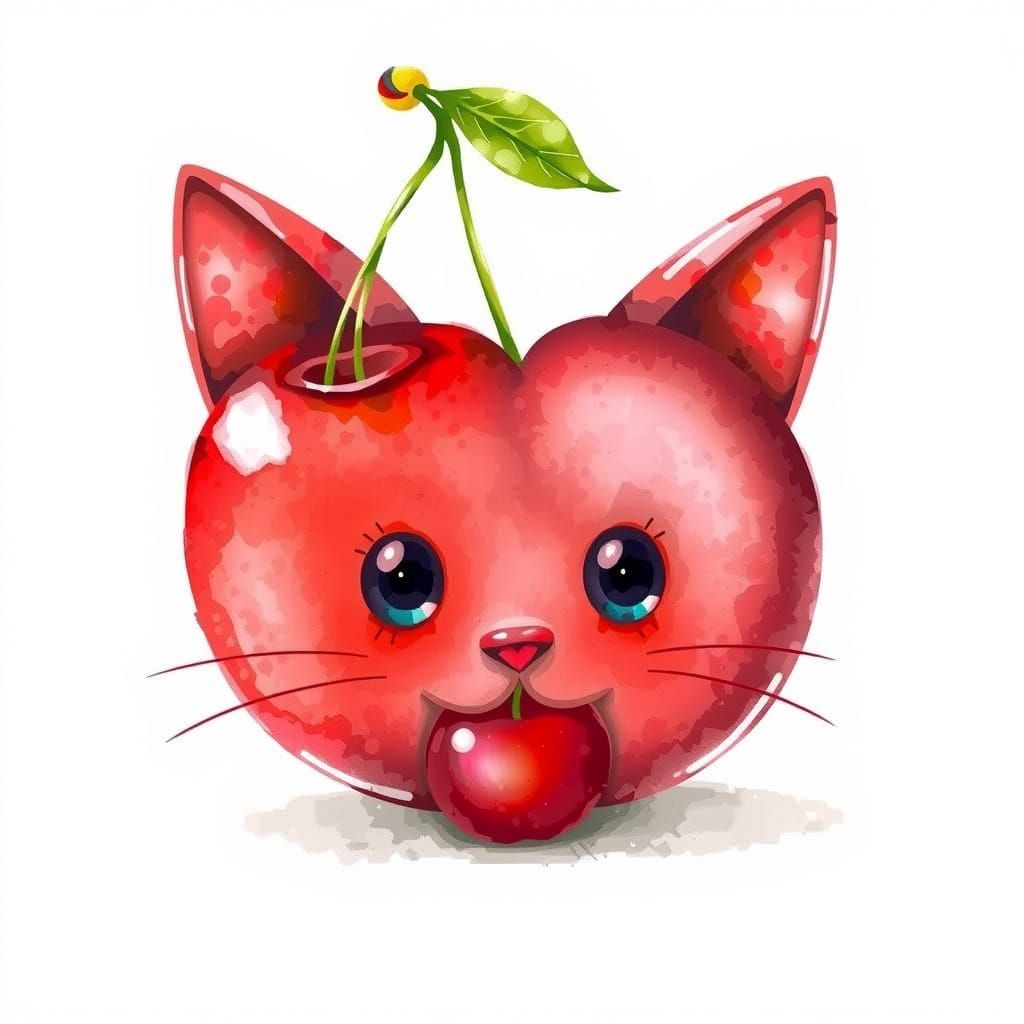 Whimsical Cherries in a Watercolor Jar