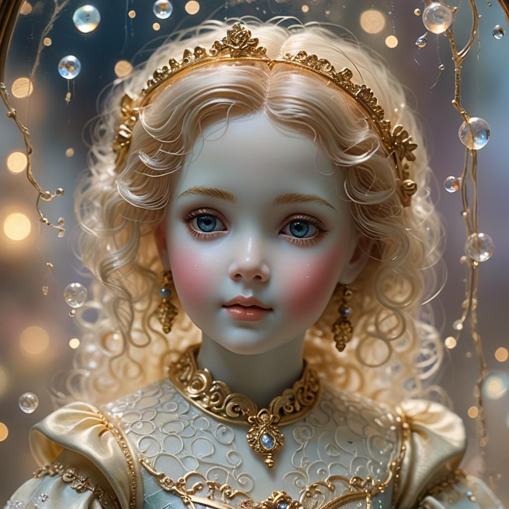 Ethereal Porcelain Doll Figurine in Fantasy Art Style