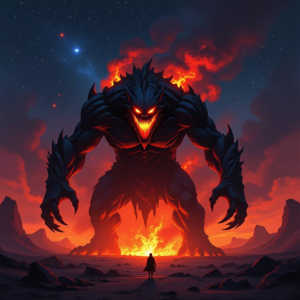 Molten Lava Monster in Cosmic Horror Style