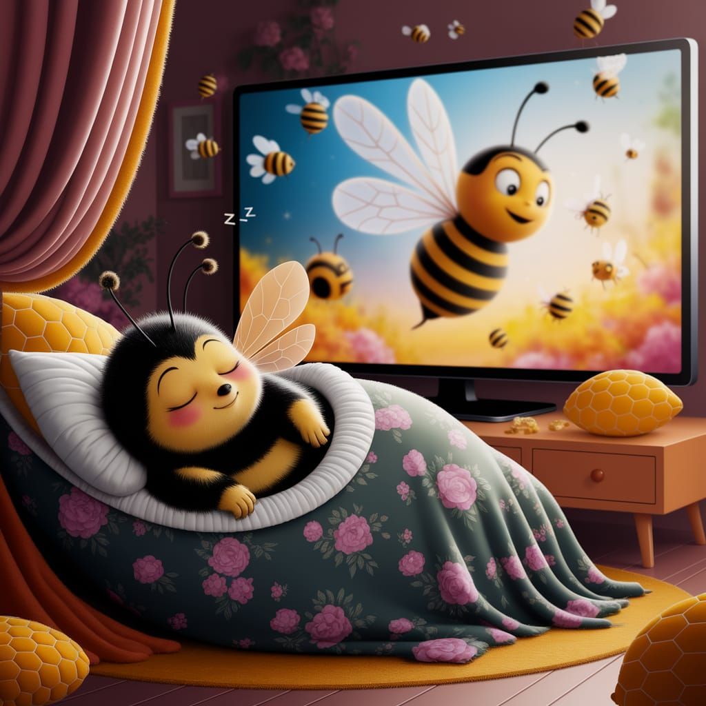 Sleepy Bumblebee's Dreamy Bedroom Scene
