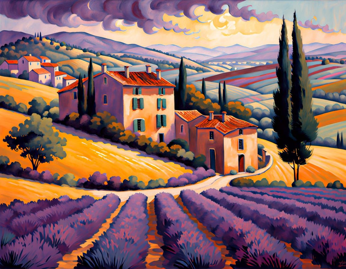 Provencal Dreamscape in Vibrant Impasto Style