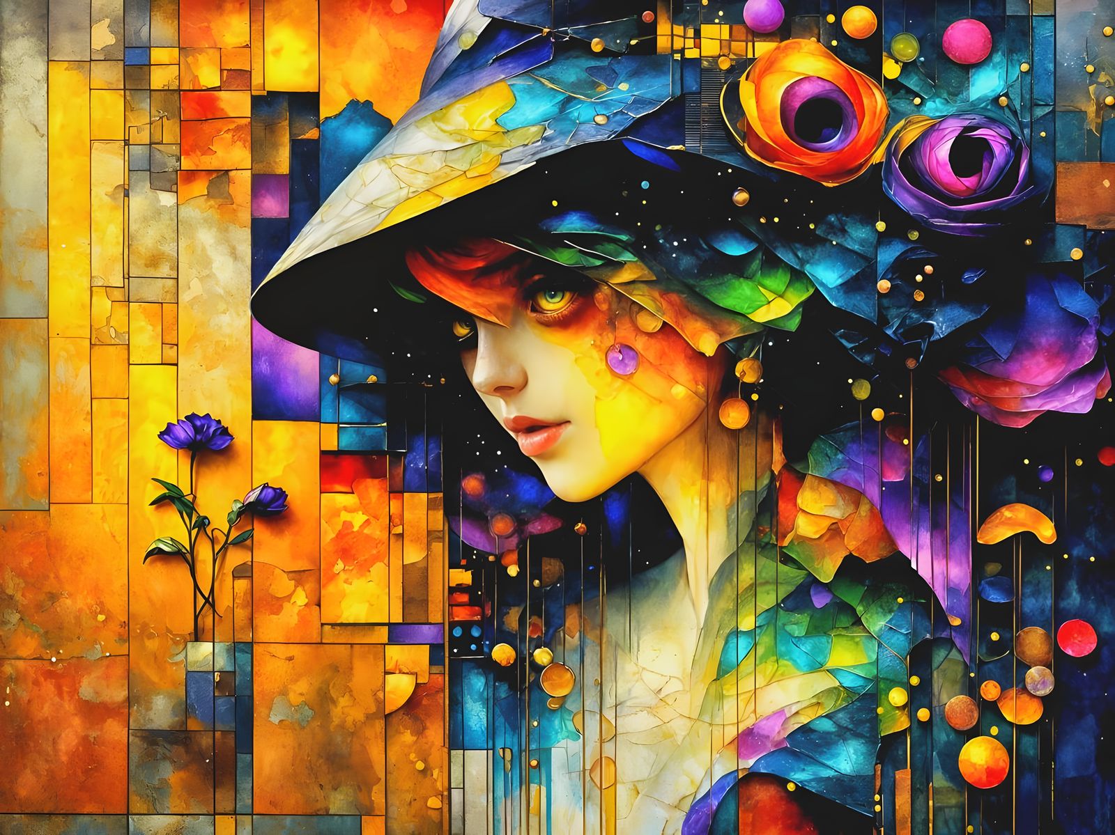 Abstract Impasto: Woman, Shadow, and Emerald Eyes