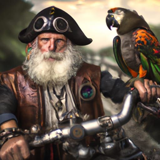 Steampunk Pirate Motorcycle Ride: Cinematic Photograph