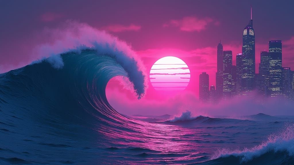 Cyberpunk Wave at Sunset