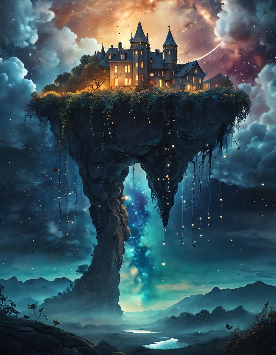 Majestic Beanstalk to Cloud Village: Watercolor Fantasy