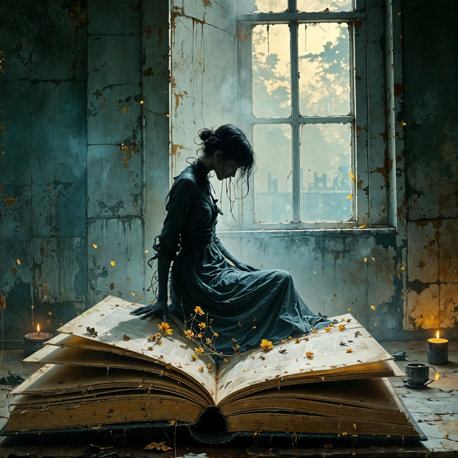 Ethereal Ghost Ascending from Antique Tome