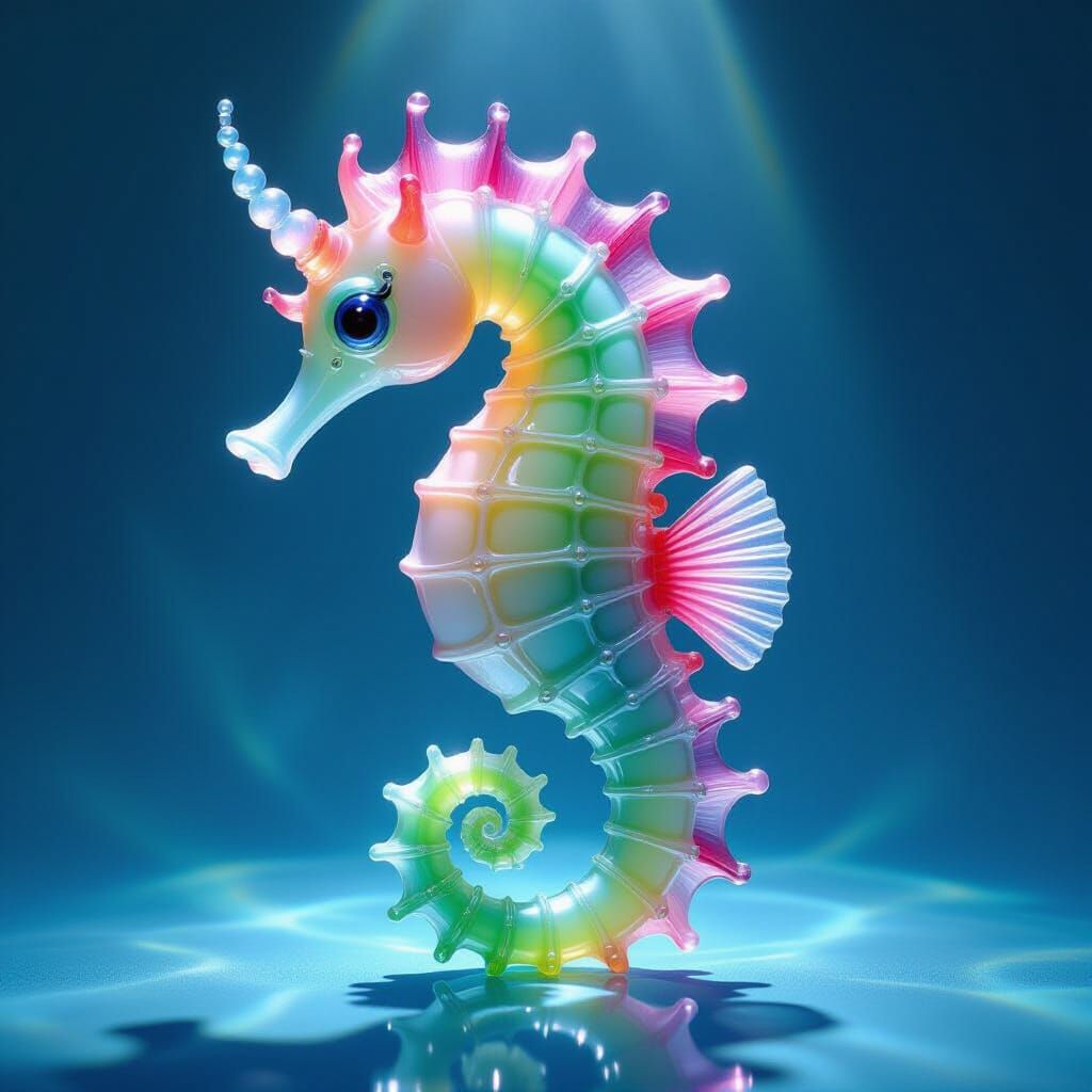 Ocean Glass Seahorse Sculpture in Vibrant Hues