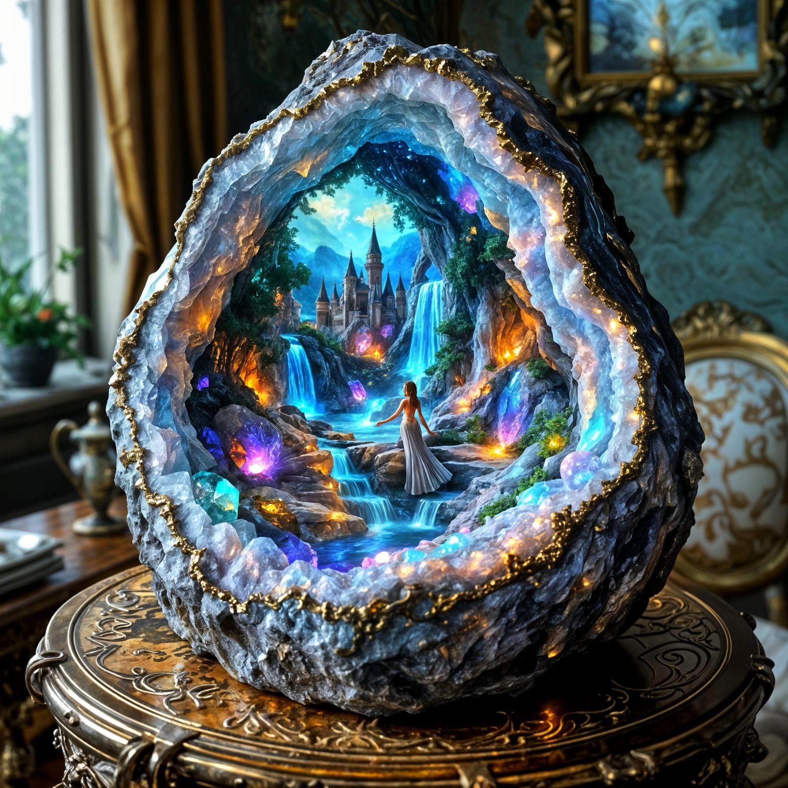 Whimsical Geode Castle in Tiffanycore Style
