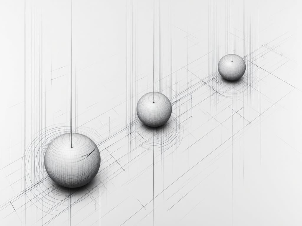 <lora:-Omnious-:1.0> A simple sketch sequence showing a 3D sphere intersecting a 2D plane. First, a point, then a growin...