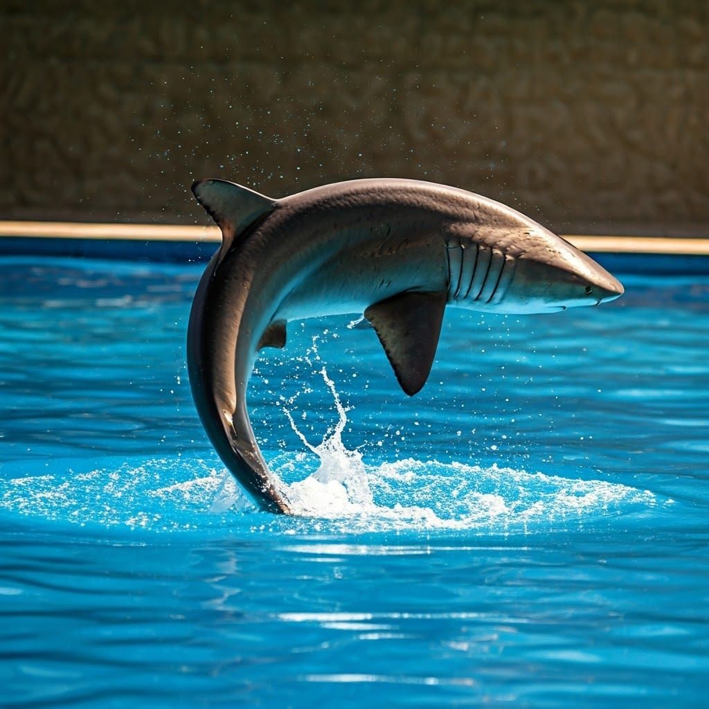Shark Freestyle Trick in Pool, Professional Photography