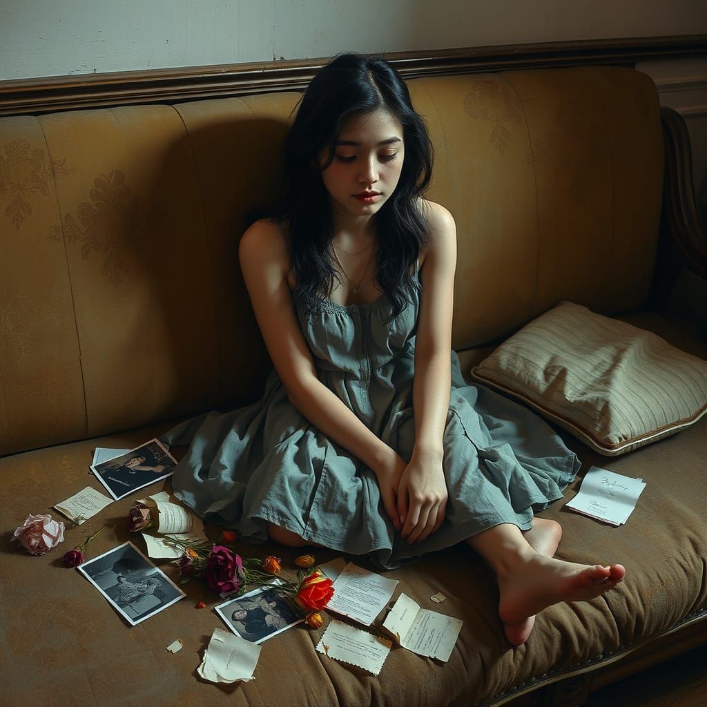 A Young Woman Lost in Reflection