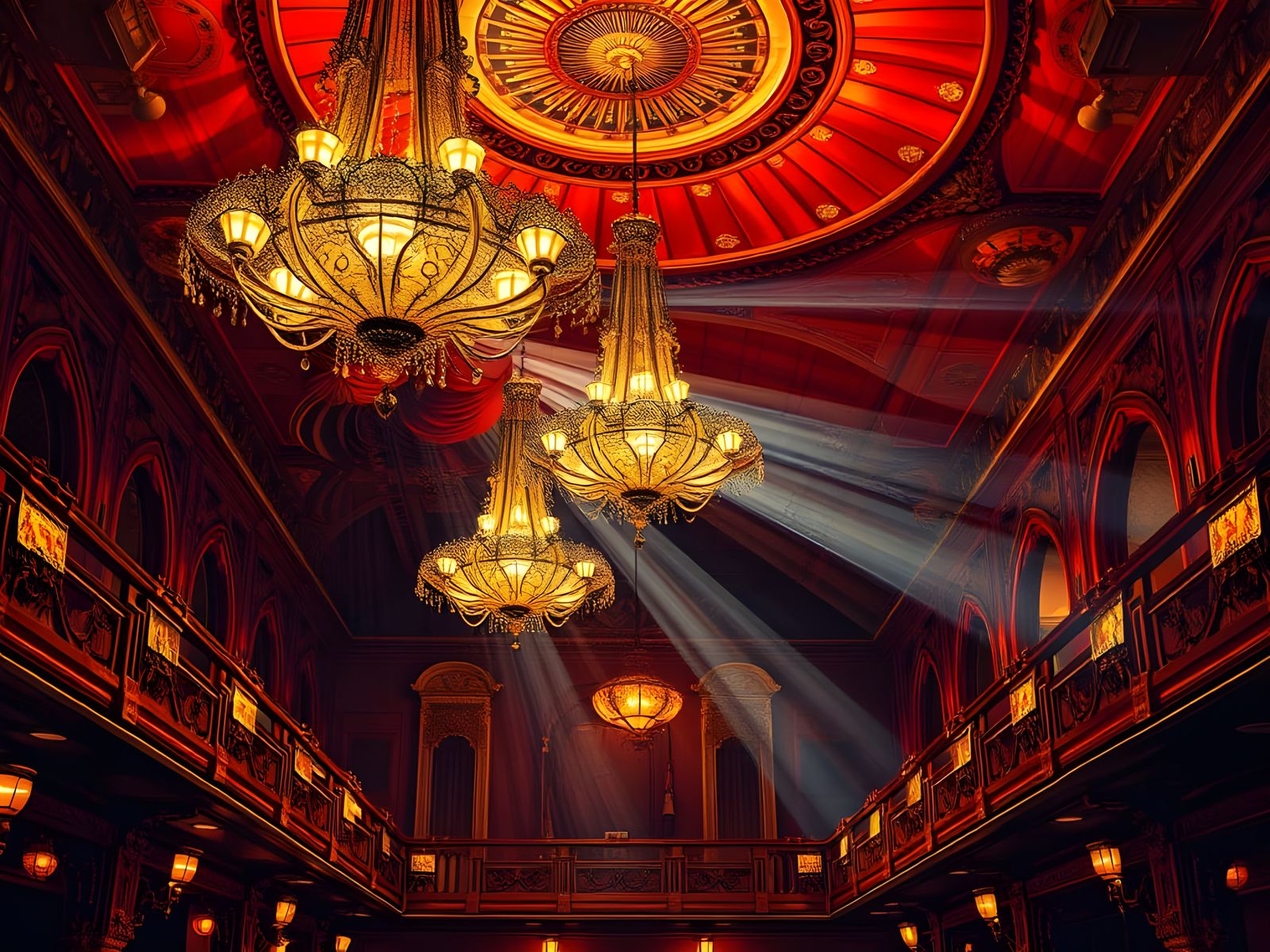 Oriental Theatre's Restored Chandeliers in Expressionist Sty...