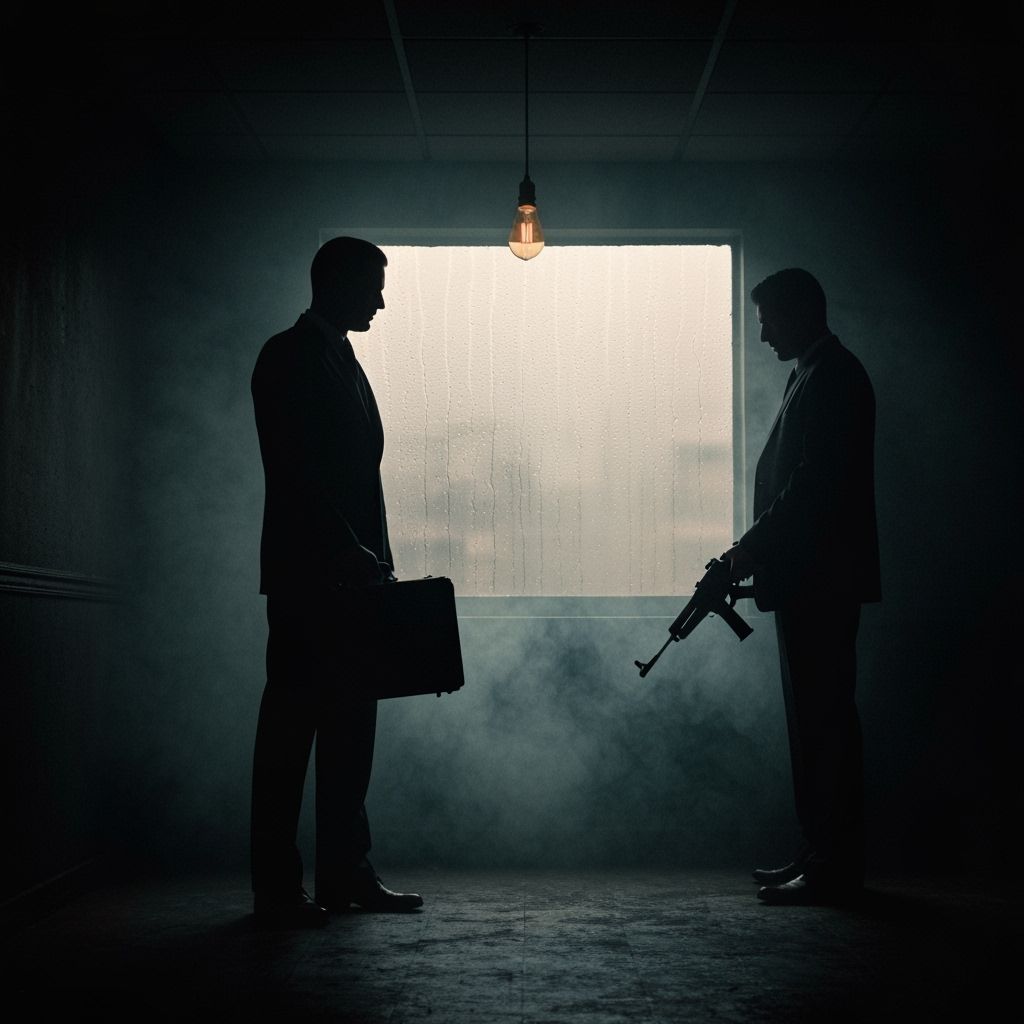 Film Noir Standoff in Smoky Backroom