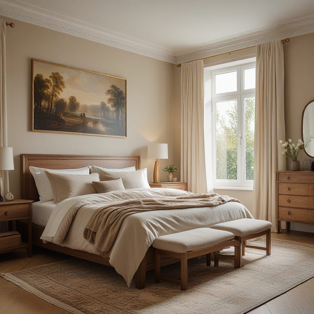 Elegant Dutch Master Bedroom in Warm, Earthy Tones