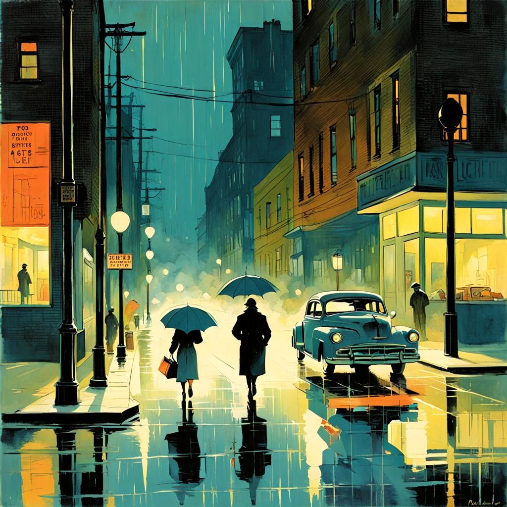 Vintage Illustration: Rain and Light in Harmony