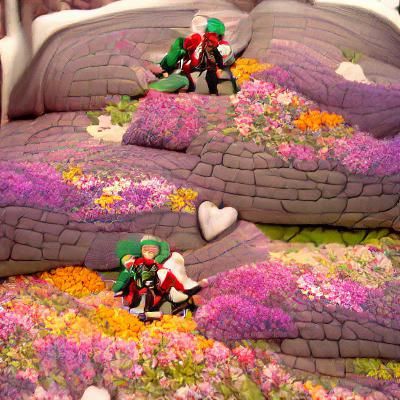 Elves in Love on Bed of Flowers