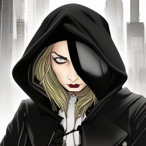 Dystopian Assassin in Graphic Novel Style