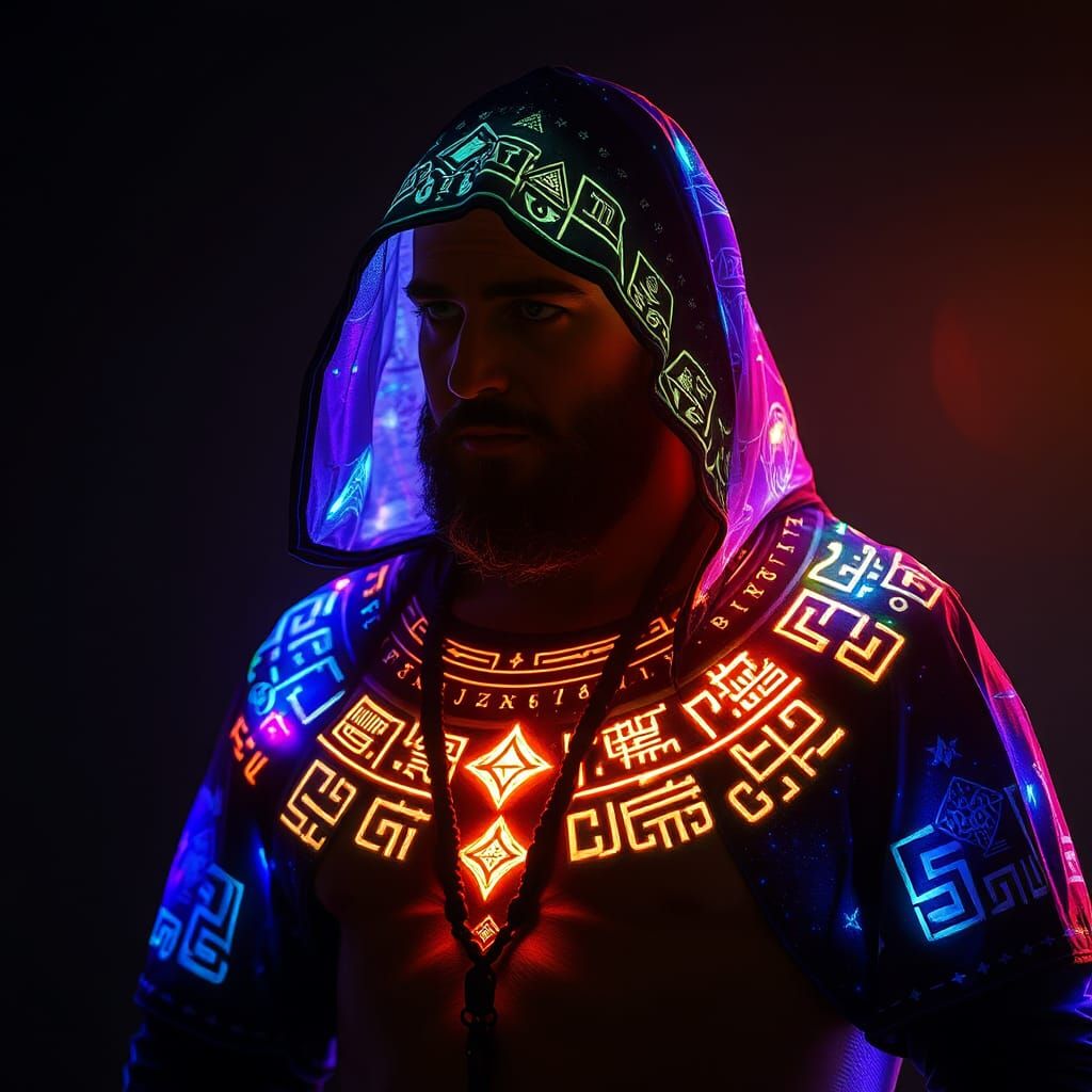 Shaman of Prismatic Light in Digital Art Style