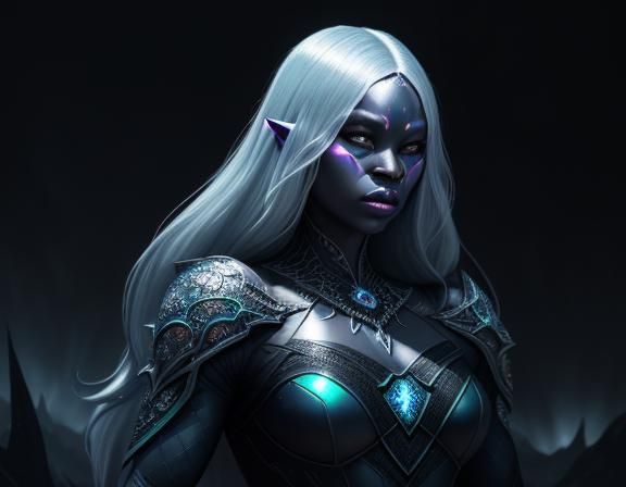 Drow Queen in Cavern: Hyperrealistic Dark Fantasy Art