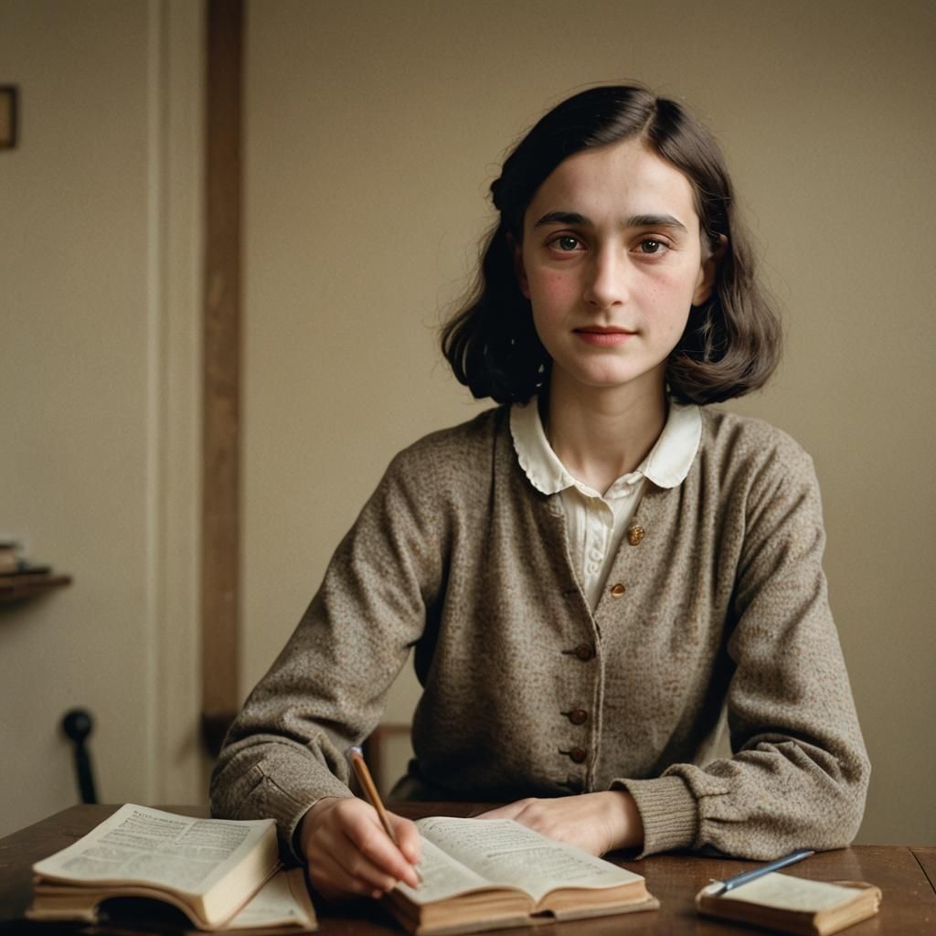 Anne Frank, potrait, colored, high detail